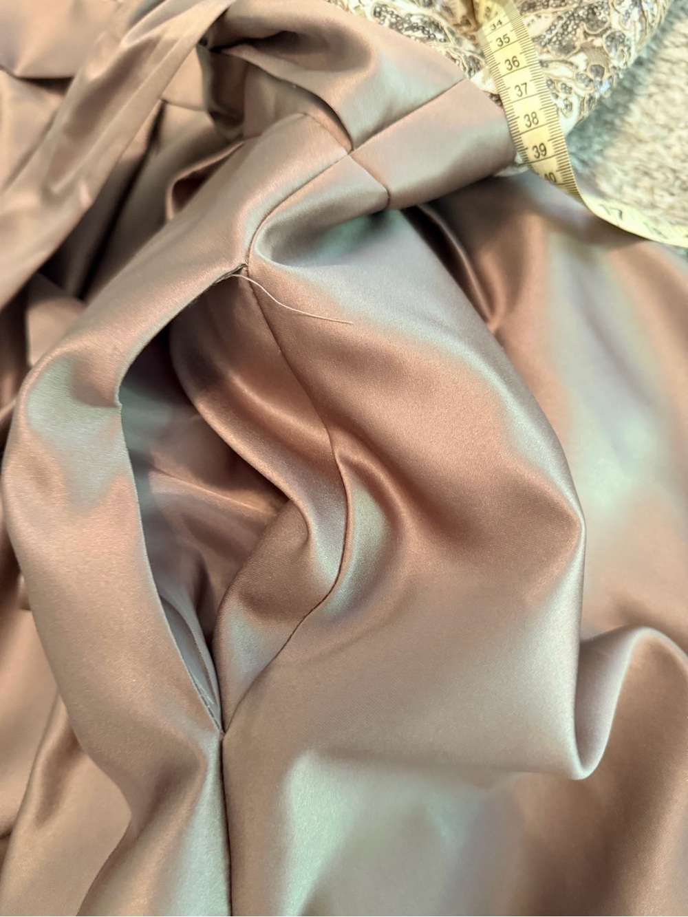 Xscape Taupe Satin Maxi Dress with Embroidered Bodice - Picture 9 of 12